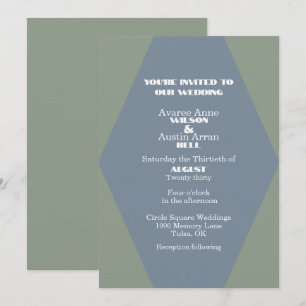 Invitación de boda de diamante de dos colores azul