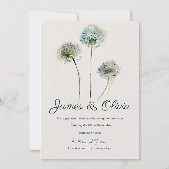 Invitación de boda de dientes de león (Reverso)
