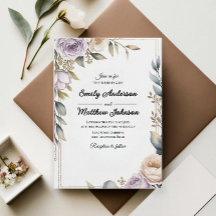 Invitación de boda de diseñador de rosa púrpura mo
