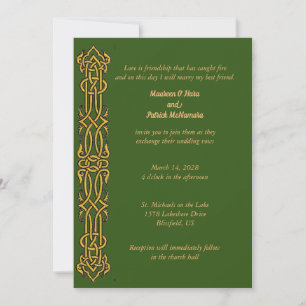 Invitación de boda de diseño celta irlandés
