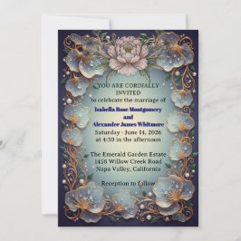 Invitación de boda de diseño de Flora elegante -