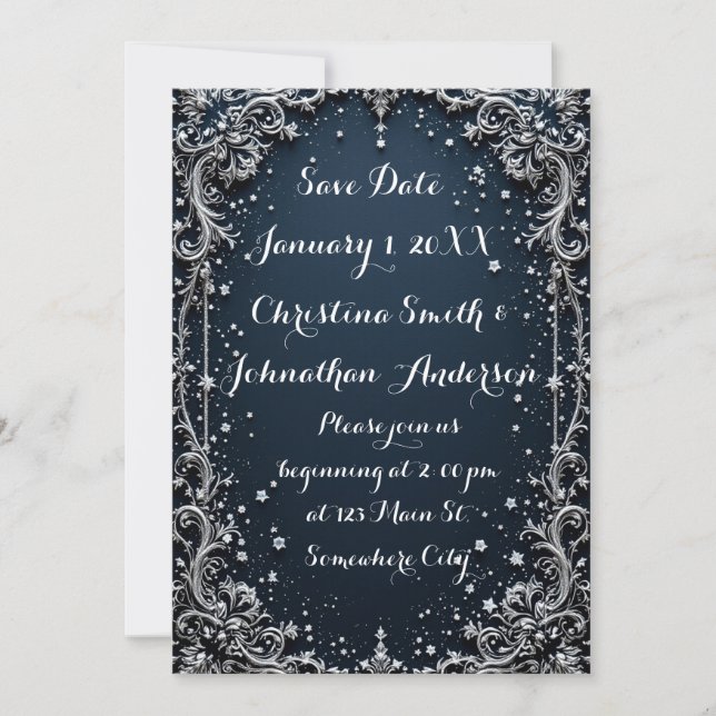 Invitación de Boda de Diseño Elegante (Anverso)