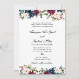 Invitación de boda de diseño floral en color agua 