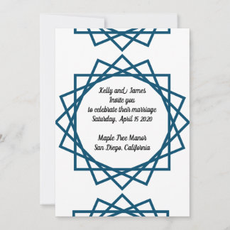invitación de boda de diseño geométrico azul