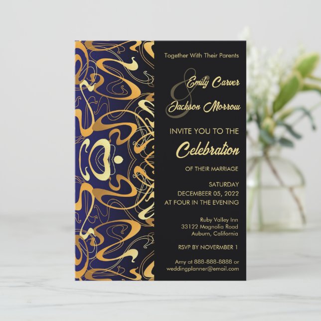 Invitación de boda de diseño moderno (Anverso de pie)