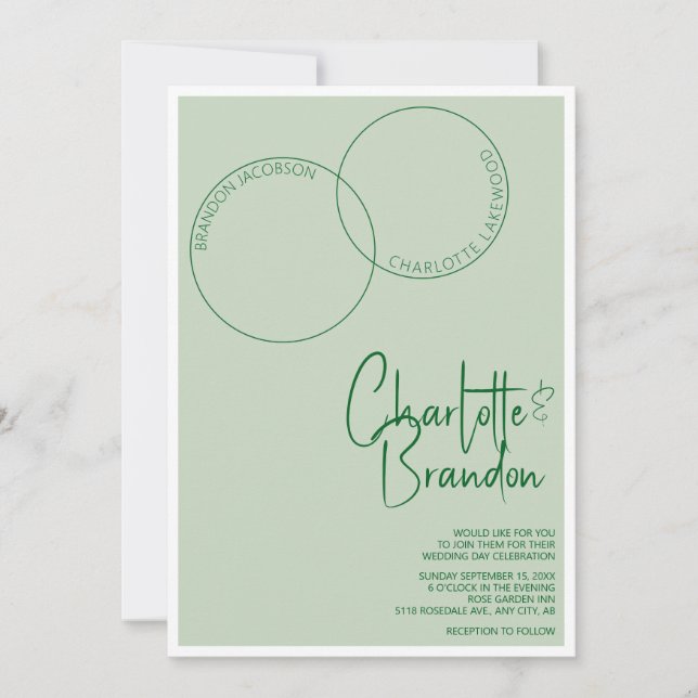 Invitación de boda de dos anillos (Anverso)
