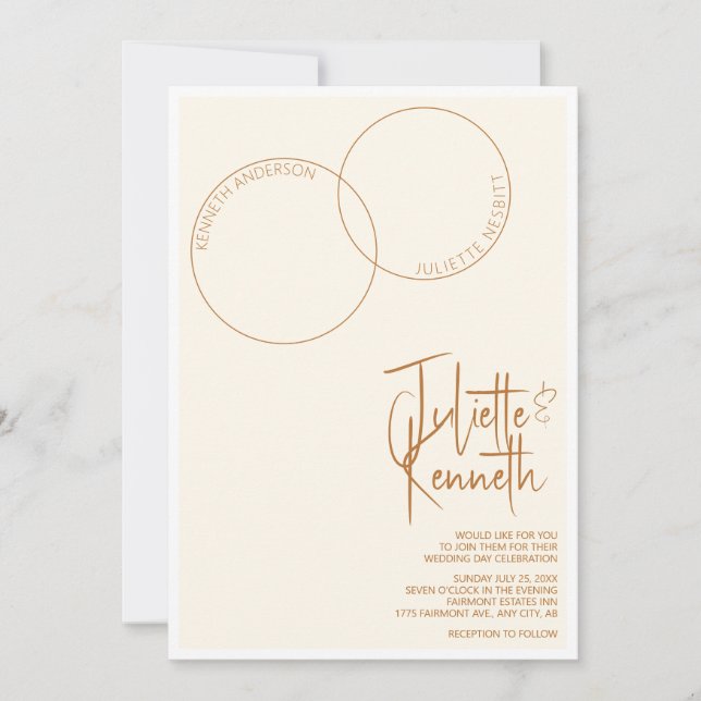 Invitación de boda de dos anillos (Anverso)