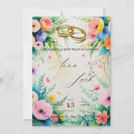 Invitación de boda de ducha floral acuarela boho