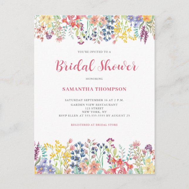 Invitación de boda de ducha floral caprichosa (Anverso)