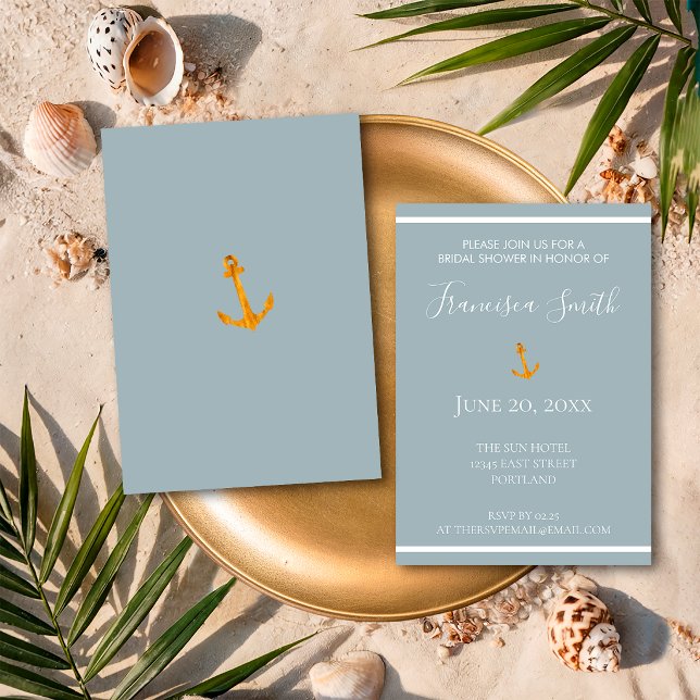 Invitación de boda de ducha nupcial gris náutico c (Subido por el creador)