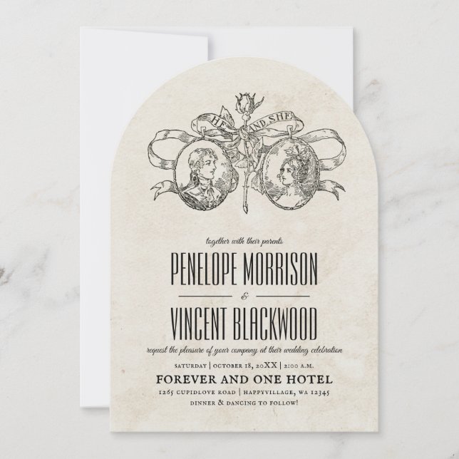 Invitación de Boda de Él y Ella (Anverso)