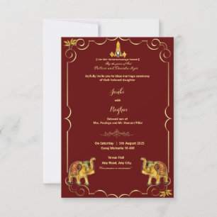 invitación de boda de elefante rojo del sur de la 
