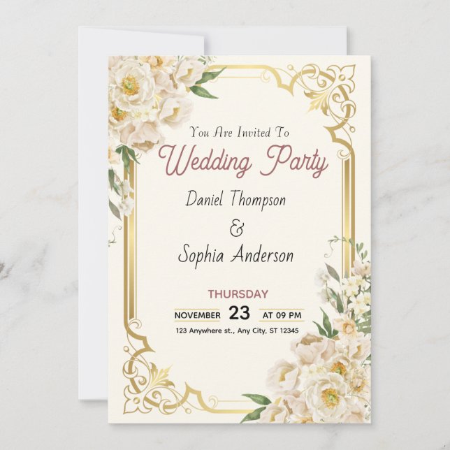 Invitación de Boda de Elegancia Atemporal (Anverso)
