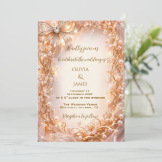 Invitación de boda de elegancia dorada real