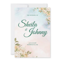 Invitación de boda de elegancia en pastel azul y s