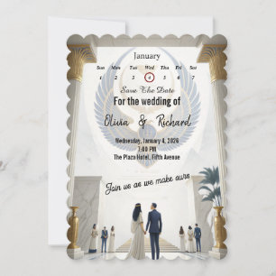 Invitación de boda de elegancia real del antiguo E