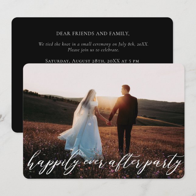 Invitación de Boda de Elopamiento con Caligrafía M (Anverso / Reverso)