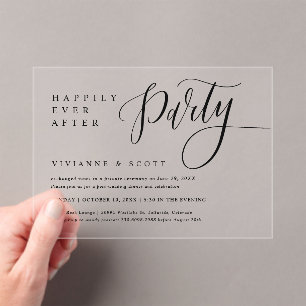 Invitación de boda de elopement de acrílico transp