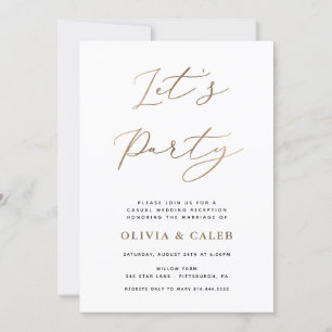 Invitación de boda de Elopement Let's Party Recept