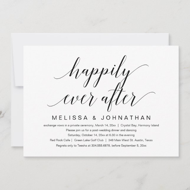 Invitación de boda de Elopement Party para Felices (Anverso)