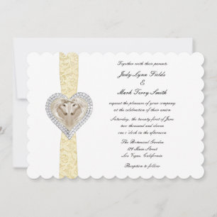 Invitación de boda de encaje amarillo de unicornio