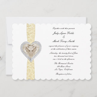 Invitación de boda de encaje amarillo de unicornio