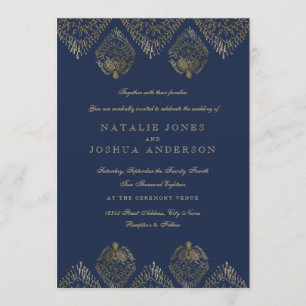 Invitación de boda de encaje antiguo de la Marina 