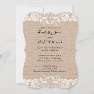 Invitación de boda de encaje blanco dulce en arpil