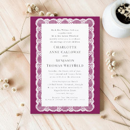 Invitación de boda de encaje ciruela victoriano