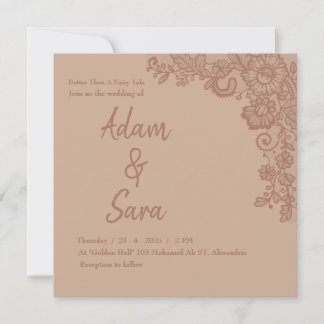 Invitación de boda de encaje elegante minimalista