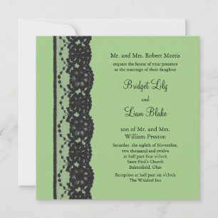 Invitación de boda de encaje francés (verde)