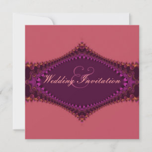 Invitación de boda de encaje fucsia real regia