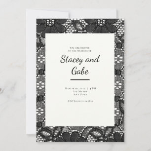 Invitación de boda de encaje negro