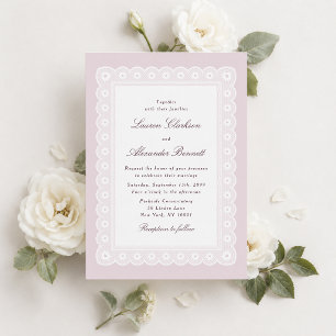 Invitación de boda de encaje rosa elegante