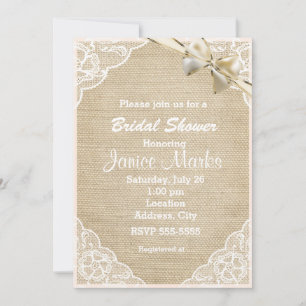Invitación de boda de encaje rústico vintage