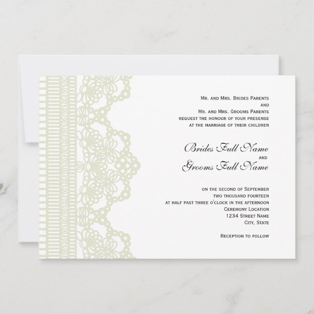 invitación de boda de encaje tatuado (Anverso)