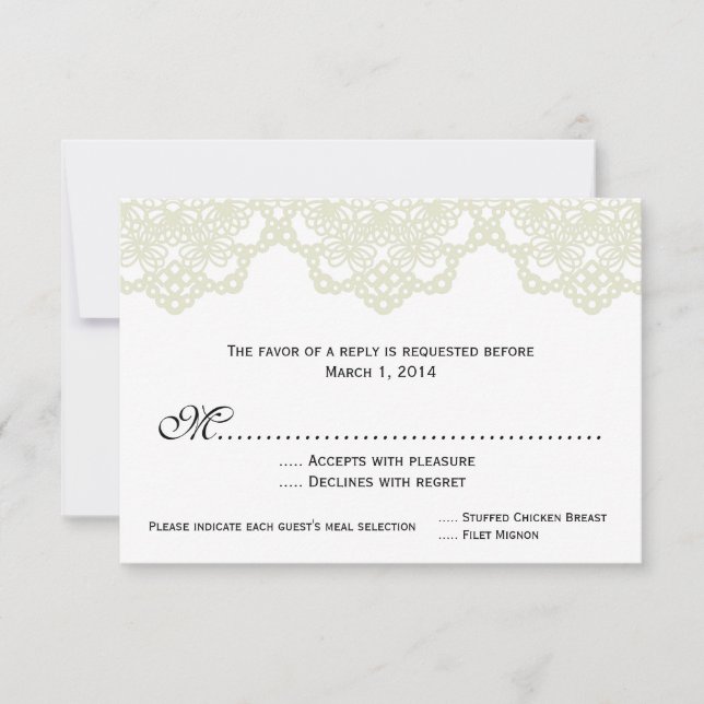 invitación de boda de encaje tejido rsvp (Anverso)
