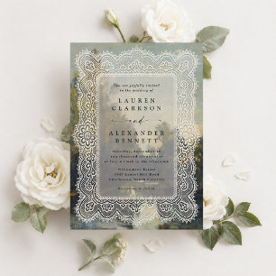 Invitación de boda de encaje vintage y arte fino