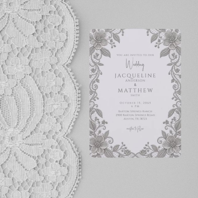 Invitación de boda de encaje y lavanda vintage (Subido por el creador)
