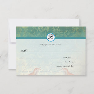 Invitación de boda de endivia Vintage Birds Lagoon