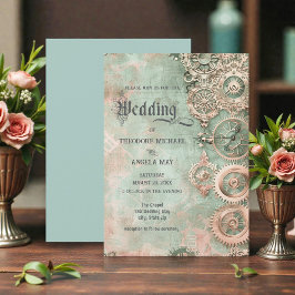Invitación de boda de engranajes Steampunk románti