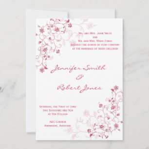 Invitación de Boda de Enredaderas Florecidas Rosad