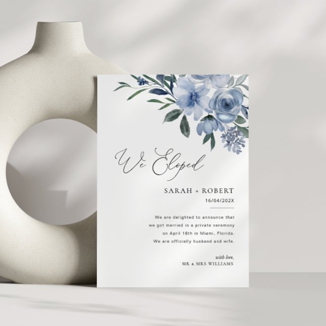 Invitación de boda de escritura azul polvorienta m (Subido por el creador)