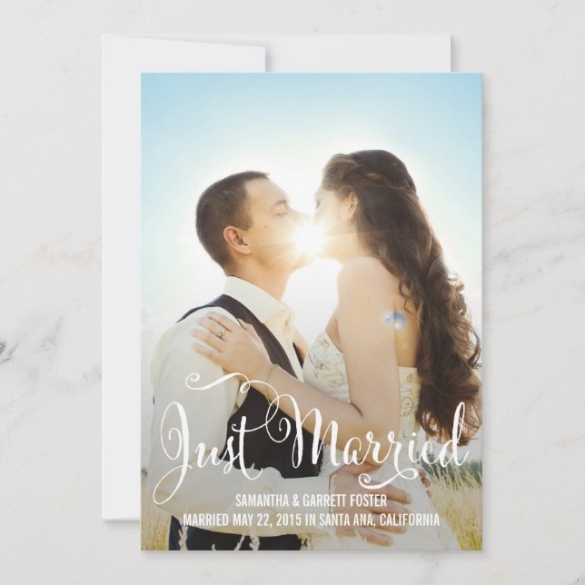 Invitación de Boda de escritura romántica - Blanco (Anverso)