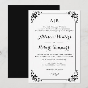 invitación de boda de escritura vintage elegante