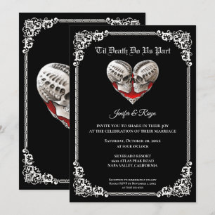 Invitación de boda de esqueleto de Halloween gótic