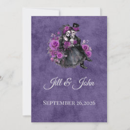 Invitación de boda de esqueleto gótico
