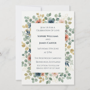 Invitación de boda de esquina de cardo celta azul