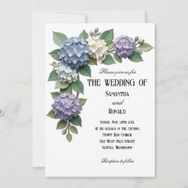 Invitación de boda de esquina floral de hortensia 