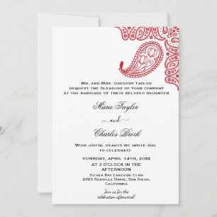 Invitación de boda de estampado Paisley indio